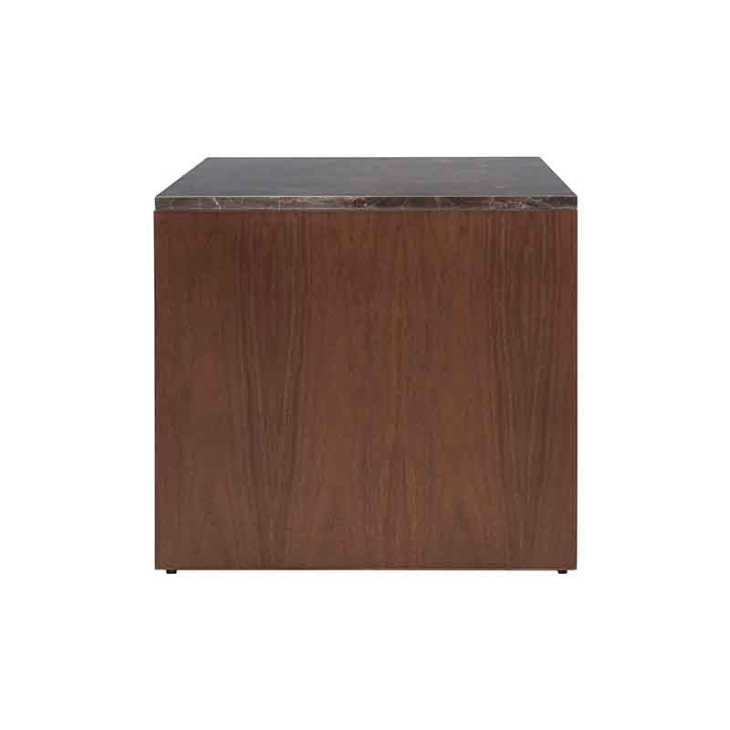 Mesa Lateral Berne Color Nogal / Gris en Chapa de nogal con Cubierta de mármol Santo Tomas 05