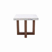 Mesa Lateral Kaori Color Nogal en Chapa de Nogal con  Cubierta de Mármol Veneciano Frente 60 cm Alto 54 cm Fondo 60 cm
