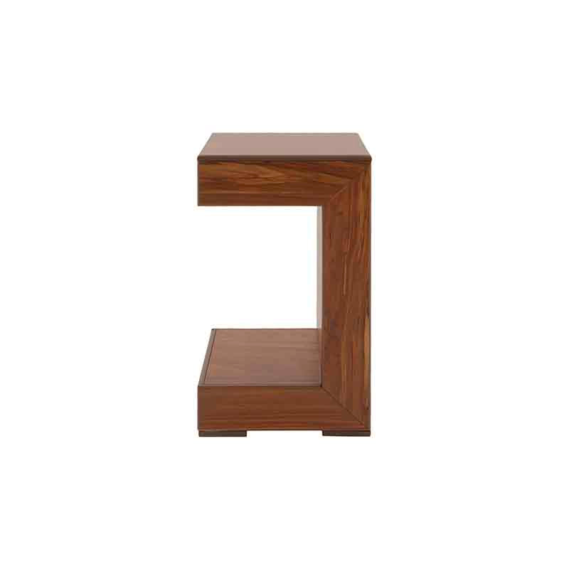 Mesa Lateral Tabachin Color Café Claro en Chapa de Tzalam Frente 35 cm Alto 62 cm Fondo 35 cm