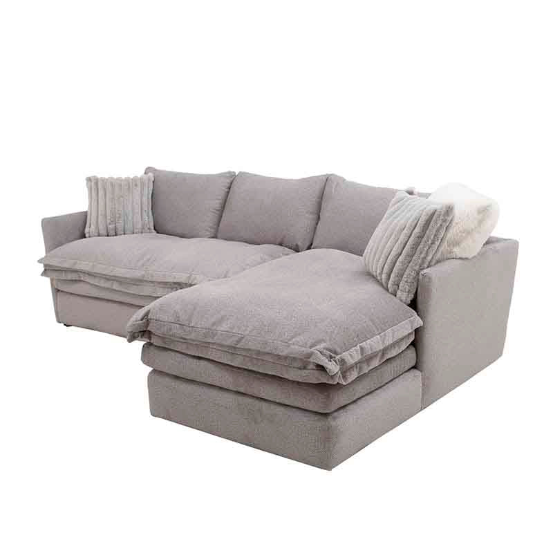 Sala Alejandría Chaise Derecho en tela fliptop silver Color Gris Claro  01