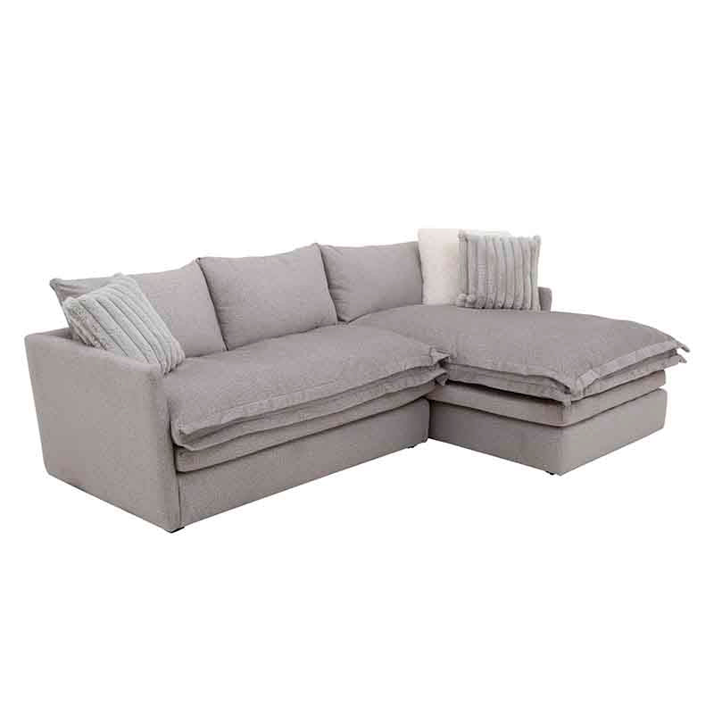 Sala Alejandría Chaise Derecho en tela fliptop silver Color Gris Claro  05