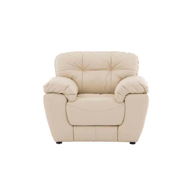 Sillón Carter Color Marfil en Piel y Leather TouchFrente 110 cm Alto 90 cm Fondo 90 cm