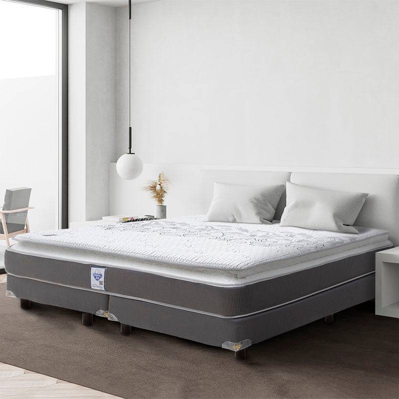 Colchón matrimonial con box spring Air Lotus de espuma de alta densidad y tela de punto, deurope.com.mx, 190 cm de largo.