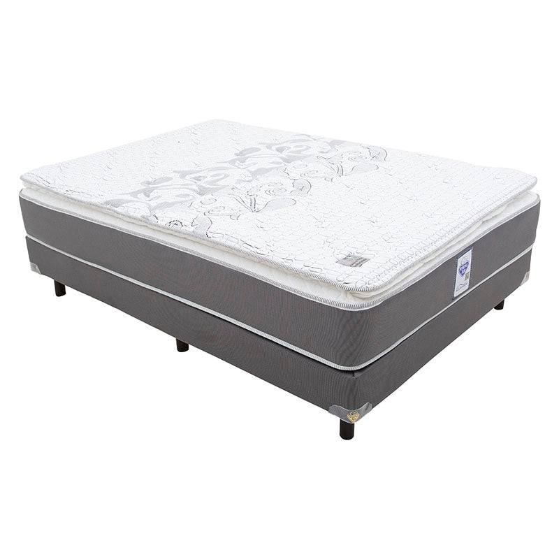 Colchón matrimonial con box spring Air Lotus de espuma de alta densidad, tela de punto, en color beige, de 190 cm de largo.