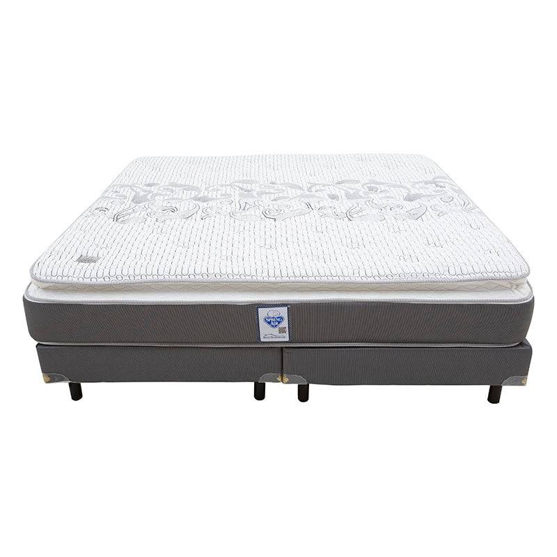 Colchón con Box Spring Air Lotus King Size de espuma de alta densidad, tela de punto, en imagen en posición plana.