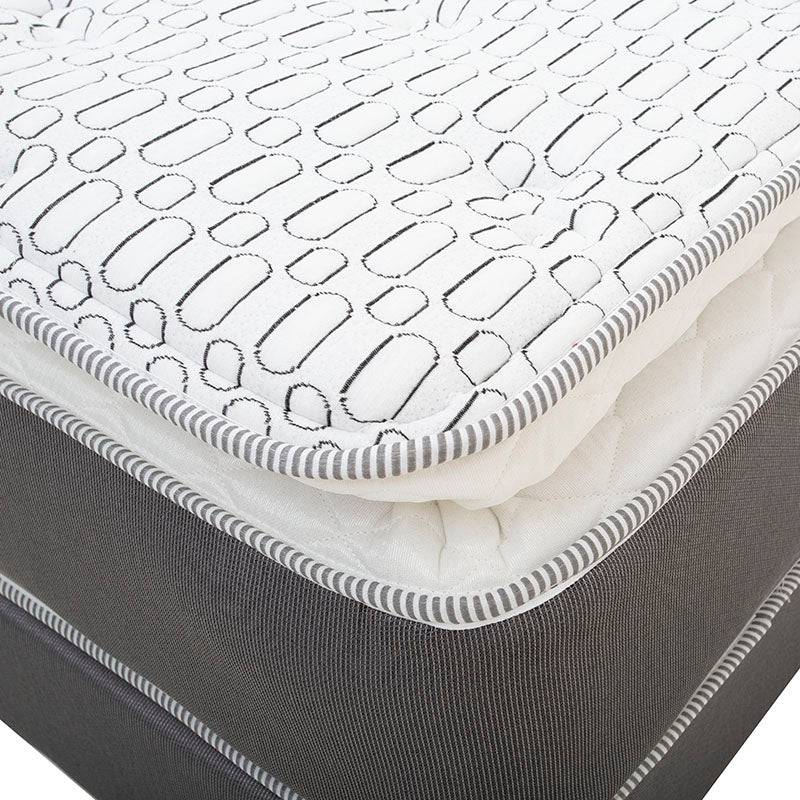Colchón King Size con Box Spring Air Lotus de espuma de alta densidad, tela de punto, en una habitación moderna.