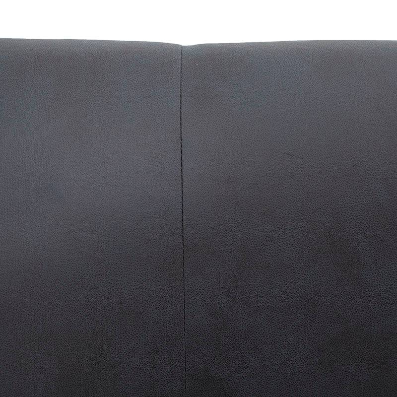 Cabecera Enzo de D'europe en color gris con tela, frente y vista lateral, tamaño 208 cm de ancho y 135 cm de alto para recámaras
