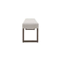 Banca para comedor Amara de madera de pino en color café tabaco, con respaldo y asiento amplio, deoupe.com.mx