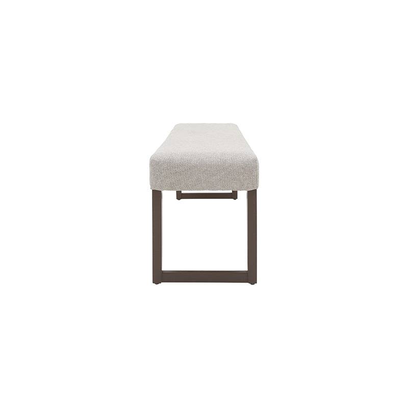 Banca para comedor Amara de madera de pino en color café tabaco, con dimensiones de 120 cm de largo, 47 cm de alto y 40 cm de fondo.