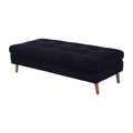 Juego de sala Eugenia 3 piezas con bancas negras, tapizadas en tela afelpada, madera de pino y taburete incluido.