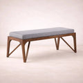 Juego de comedor Aragón de 5 piezas con bancas en tela gris y estructura de madera de poplar, deurope.com.mx