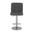Banco para barra Adex de Deurope con base de cromo, asiento de madera y tapizado Leather Touch en gris, 50 cm alto.