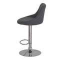 Banco para barra de Deurope.com.mx con base de cromo, asiento de madera termoformada y tapizado Leather Touch en negro.