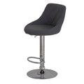 Banco para barra de acero cromado con asiento de madera termoformada y tapizado Leather Touch en negro, de deurope.com.mx
