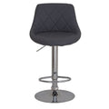 Banco para barra Cenit de Deurope.com.mx con asiento de madera y tapizado en Leather Touch, base de cromo, negro, 50 cm alto.