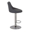 Banco para barra Cenit deurope.com.mx con base de cromo, asiento de madera termoformada y tapizado Leather Touch, color negro.