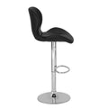 Banco para barra Nexo de Deurope.com.mx con asiento de madera termoformada y tapizado en Leather Touch, base de cromo negro.