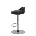Banco Vortice de Deurope.com.mx, banco para barra con base de cromo, asiento de madera termoformada y tapizado en Leather Touch.