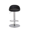 Banco Vortice de acero con asiento de madera termoformada y tapizado en Leather Touch, en color negro, para barra.
