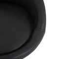 Banco Vortice para barra de deurope.com.mx, con base de cromo, asiento de madera termoformada y tapizado en Leather Touch, color negro.