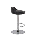Banco Vortice de acero con asiento de madera termoformada y tapizado Leather Touch en color negro, para barra, 50 cm de altura.