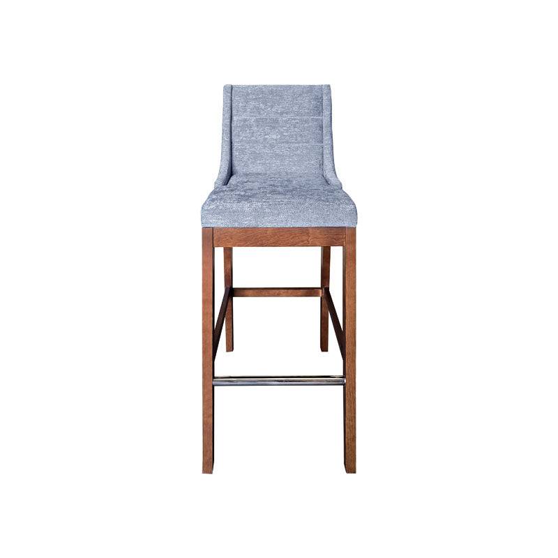 Banco Bourbon gris de la marca deurope.com.mx, asiento y respaldo acolchados, estructura sólida de madera.