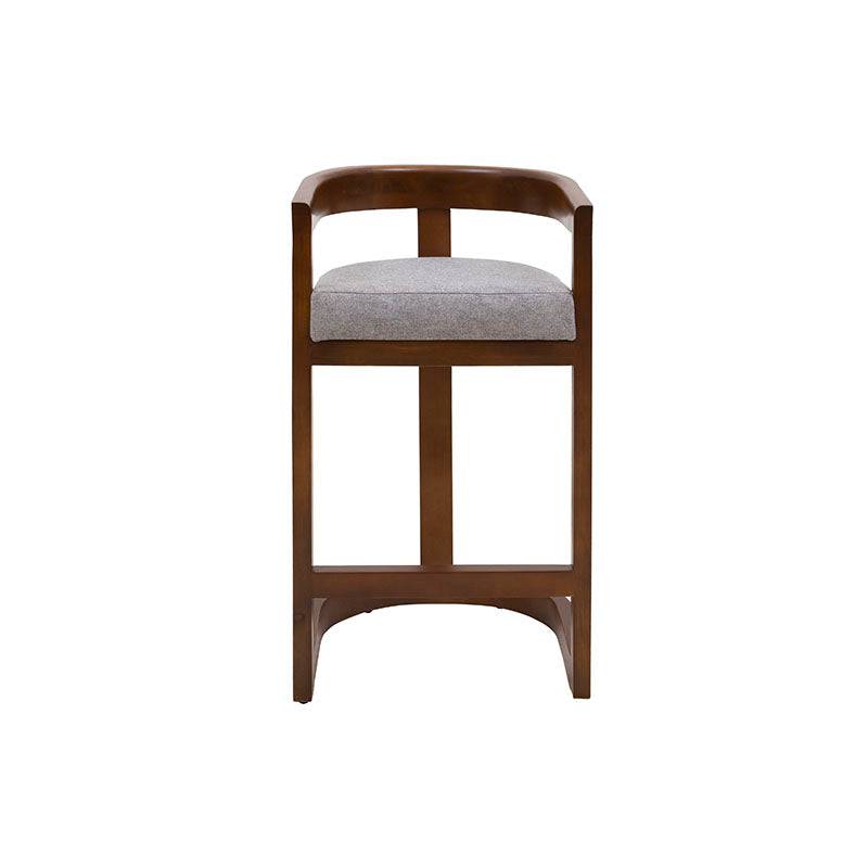 Banco Jess de Deurope con estructura de madera de pino, chapa de nogal y tapiz de tela, mide 100 cm de largo y 48 cm de alto.