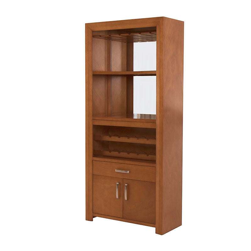 Contrabarra Siena de madera de banak, encino y okumé, 90 cm de frente, 200 cm de alto y 40 cm de fondo, en tonos café y almendra.