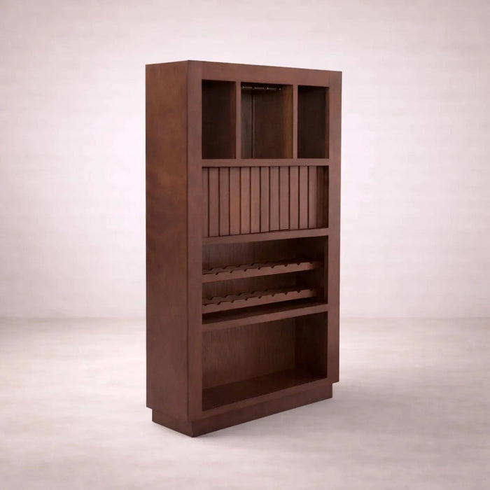 Juego de comedor Quetzal de 4 piezas de madera de Banak, encino y okume, con estructura en nogal y diseño moderno.