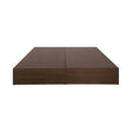 Base de cama Loretta de colores café y parota, estructura resistente y elegante para dormitorios modernos.