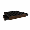 Base de cama Mariota de tamaño king size en color café Parota, estructura robusta y diseño elegante.