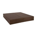 Base de cama Loretta de madera oscura, estructura sólida y moderna para un descanso cómodo y elegante.