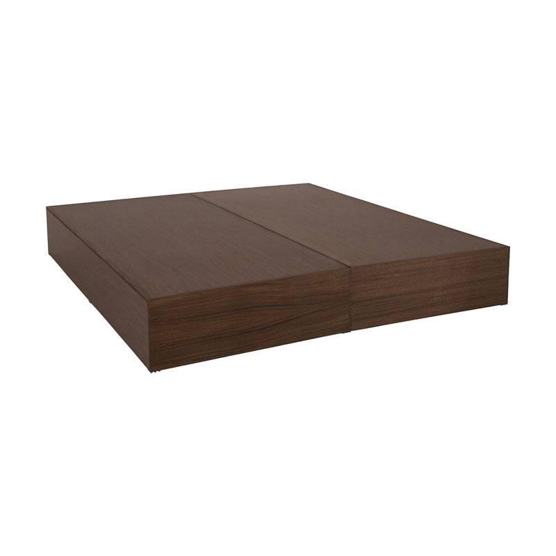 Base de cama Loretta de madera oscura, estructura sólida y moderna para un descanso cómodo y elegante.