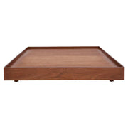 Base de cama Arezzo de madera natural clara con chapa de tzalam, de 209 cm de ancho, 32 cm de alto y 198 cm de fondo.