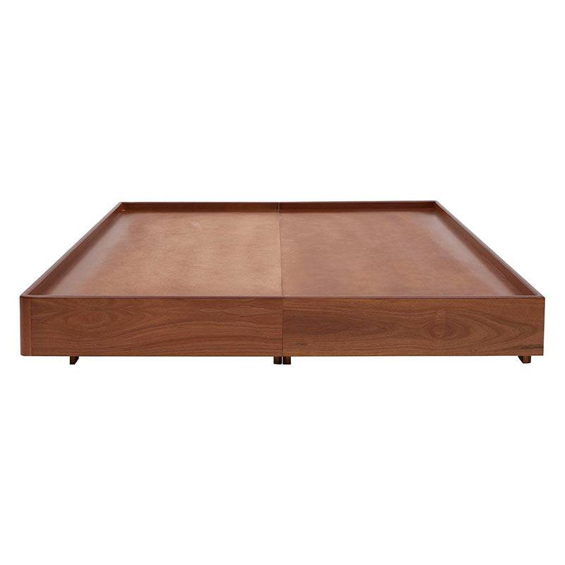 Base de cama Arezzo de madera de chapa en tono natural claro, con diseño moderno y estructura resistente.