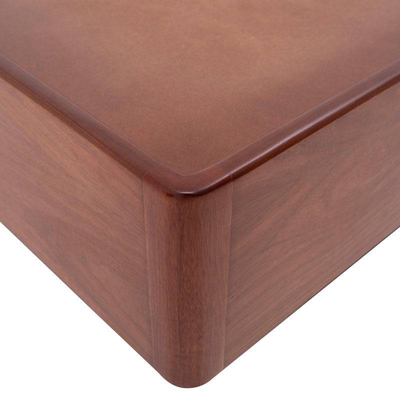 Base de cama Arezzo de madera de chapas natural claro, con superficie lisa y estructura sólida, dimensiones 209x198x32 cm.