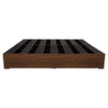 Base de cama Kenia de madera de pino con acabado en nogal, estructura resistente, tamaño 200 cm x 190 cm, altura 30 cm.
