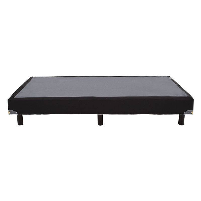 Cama box spring Air Fashion de madera de pino con tapizado de tela en color indigo, 100 cm de ancho y 190 cm de largo.