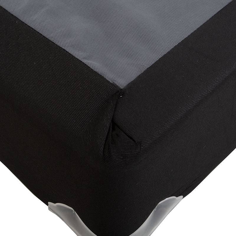 Cama box spring Air Fashion de madera de pino con tapizado en tela, tamaño 100x190 cm, vista frontal.