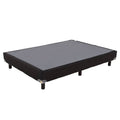 Cama box spring Air Fashion de madera de pino, con tapizado de tela, frente de 100 cm y fondo de 190 cm, en color neutro.