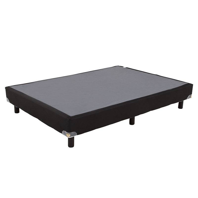 Cama box spring Air Fashion de madera de pino, con tapizado de tela, frente de 100 cm y fondo de 190 cm, en color neutro.