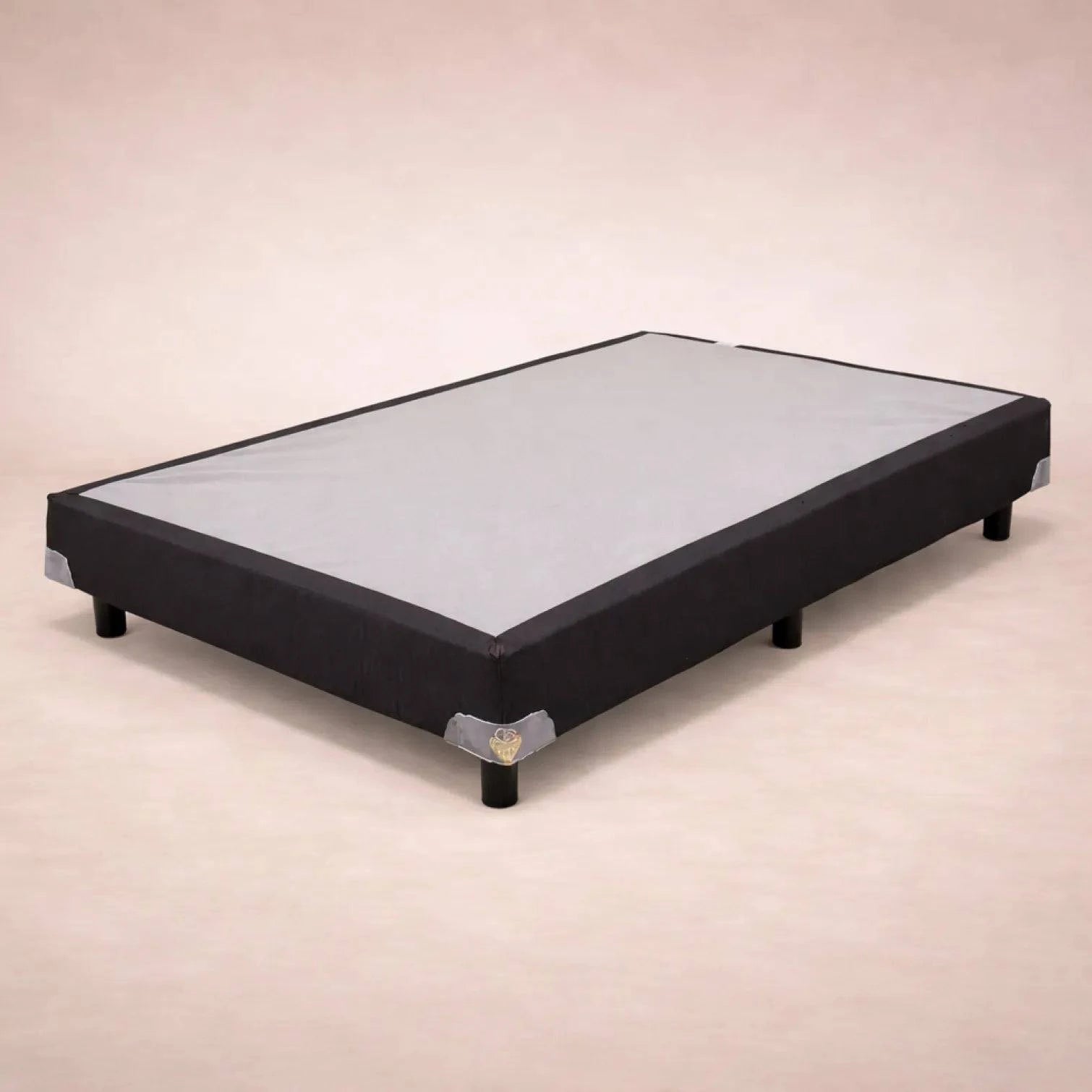 Cama box spring Air Four Season Exclusive de madera de pino con tapizado de tela en frente, tamaño 100x190 cm.