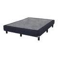 Cama box América Forte tamaño Queen, estructura de color beige y tapizado en tela, vista lateral en imagen.