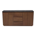 Juego de comedor con buffet Montecarlo deoupe.com.mx, mesa de 160 cm, buffet de chapa de parota y granito natural, 9 piezas.