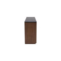 Juego de comedor con buffet Montecarlo de madera de parota y granito natural, deoupe.com.mx, frente, 160 cm de ancho, 80 cm de alto.