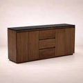 Juego de comedor con buffet Montecarlo deoupe.com.mx, buffet de madera de parota con granito natural, 9 piezas, frente de 160 cm.