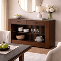 Juego de comedor con buffet Quetzal de madera de pino y estilo bourbon, con mesa y buffet de 171 cm de alto, 80 cm de ancho.