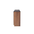 Buffet Jena de madera nogal negro con frentes de mármol, medida 180x90x40 cm, deurope.com.mx, mobiliario de almacenamiento elegante.