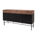 Buffet Jess deurope en nogal negro y madera de pino, con 4 piezas, frente de 160 cm, alto de 90 cm y fondo de 40 cm.