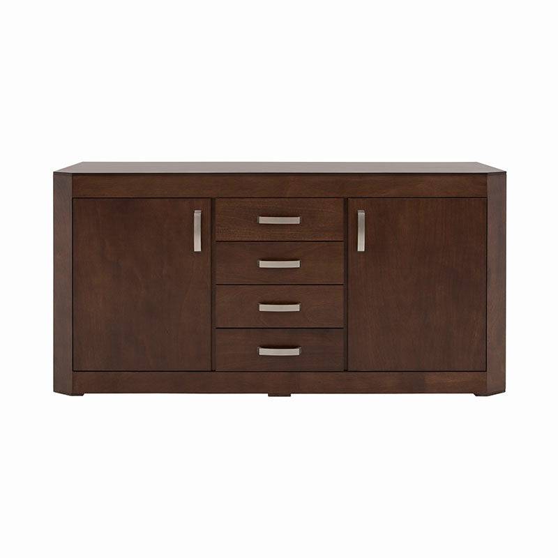 Bufetera Creta II de Deurope en chapa de okumé, con puertas y superficie de madera, en color tabaco, 180 cm de ancho.
